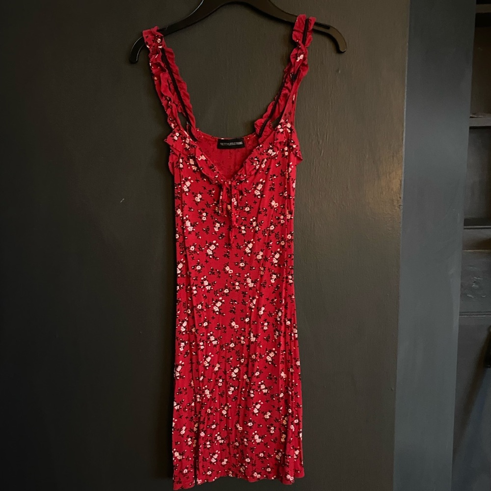 Red Floral Mini Dress Super Stretchy